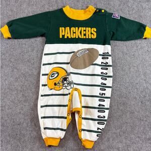 Vintage 90s NFL Play Football Green Bay Packers Baby Jumpsuit One Piece 18M